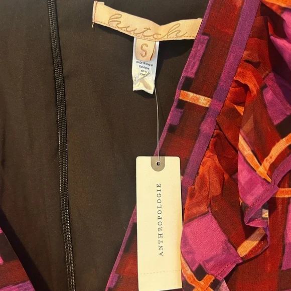 NWT Anthropologie hutch flowy romper size S v neck purple geometric - Picture 7 of 8